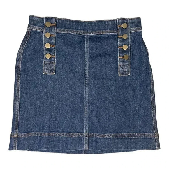 Ann Taylor Loft Women’s Size 0 Sailor Button Mini‎ Stretchy Denim Skirt - Picture 1 of 3
